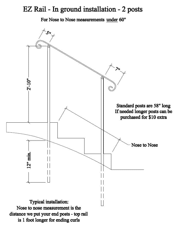 2 to 6 Foot In-Ground Handrails From EZ Rail