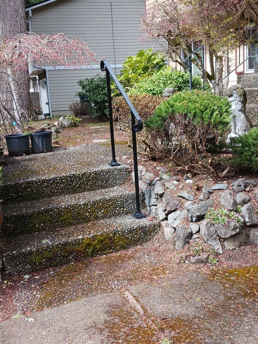 2 to 6 Foot Simple Steel Handrail for Stairs with Base Plate | EZ Rails
