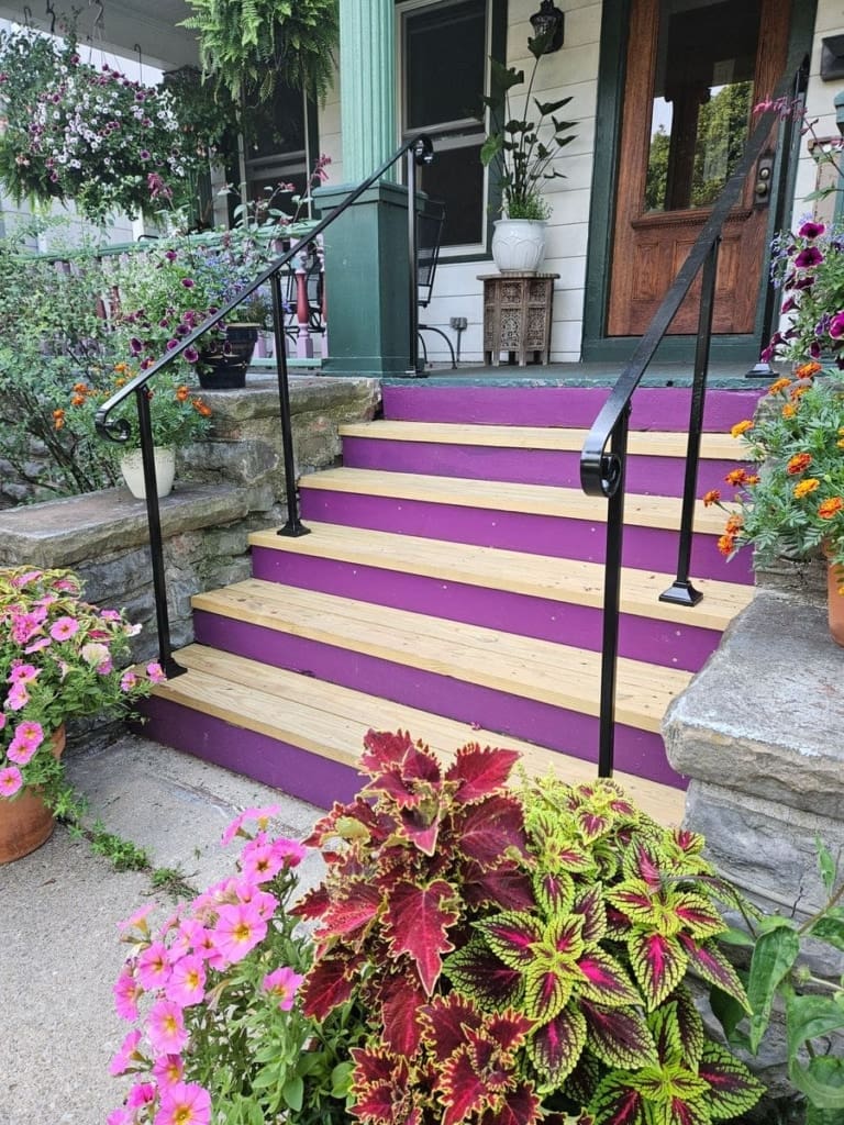 6 to 10 Foot Steel Handrail for Stairs With Baseplates